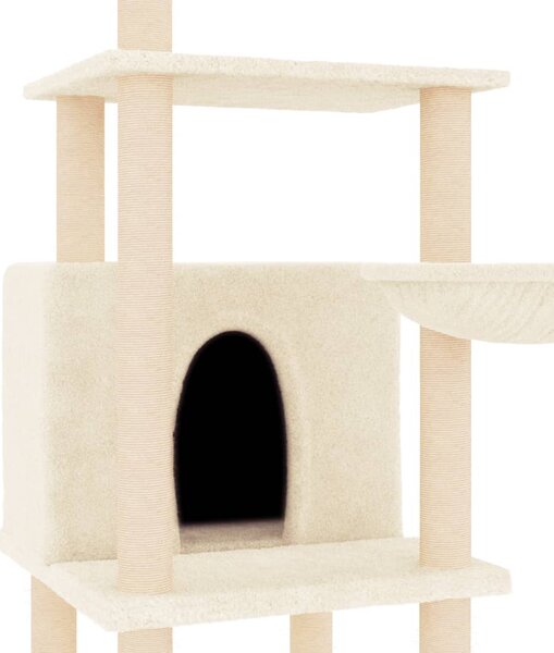 Škrabadlo pro kočky se sisalovými sloupky krémové 132 cm 171726
