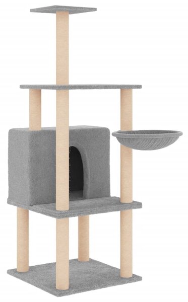 Škrabadlo pro kočky se sisalovými sloupky světle šedé 132 cm 171727