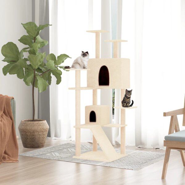 Škrabadlo pro kočky se sisalovými sloupky krémové 153 cm 171693