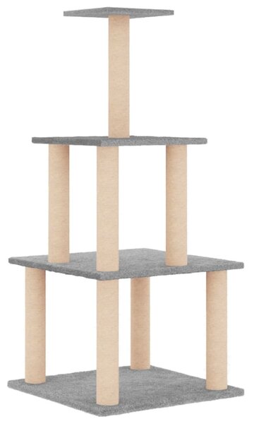 Škrabadlo pro kočky se sisalovými sloupky světle šedé 111 cm 171733