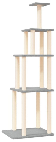 Škrabadlo pro kočky se sisalovými sloupky světle šedé 183 cm 171745