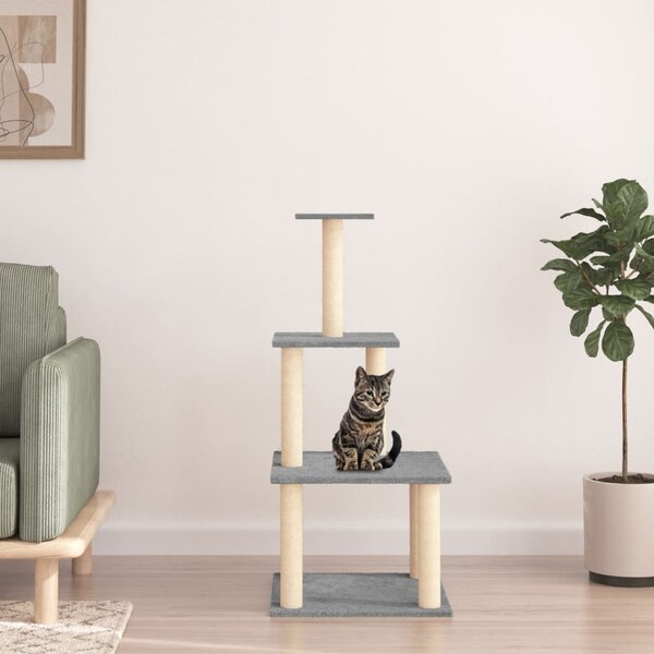Škrabadlo pro kočky se sisalovými sloupky světle šedé 111 cm 171733