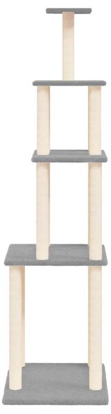 Škrabadlo pro kočky se sisalovými sloupky světle šedé 183 cm 171745