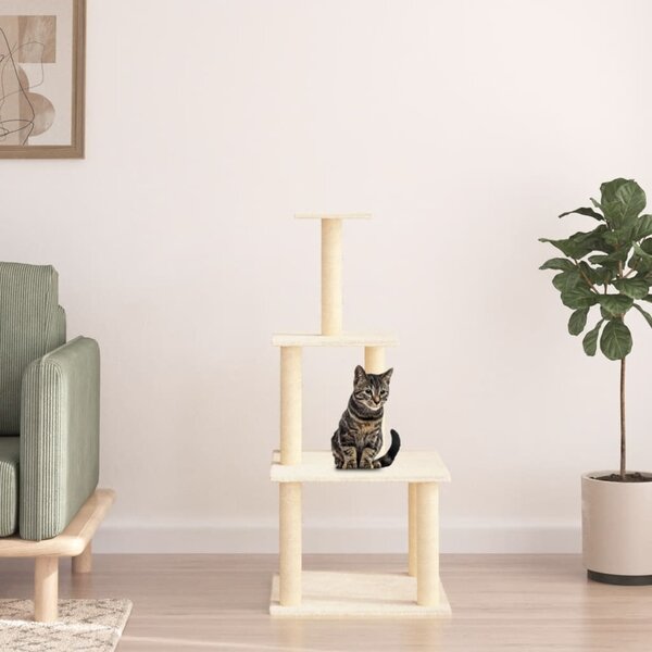 Škrabadlo pro kočky se sisalovými sloupky krémové 111 cm 171732