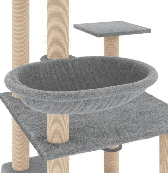 Škrabadlo pro kočky se sisalovými sloupky světle šedé 141 cm 171748