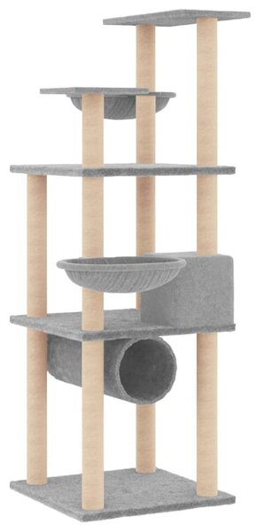 Škrabadlo pro kočky se sisalovými sloupky světle šedé 141 cm 171748
