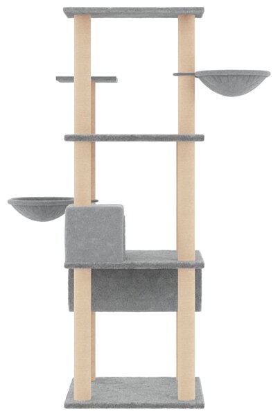 Škrabadlo pro kočky se sisalovými sloupky světle šedé 141 cm 171748