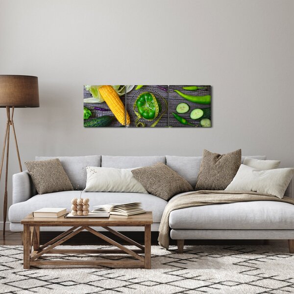 Obraz se zeleninou (s hodinami) (90x30 cm)