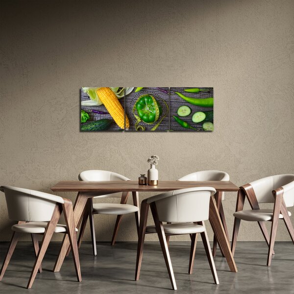 Obraz se zeleninou (s hodinami) (90x30 cm)