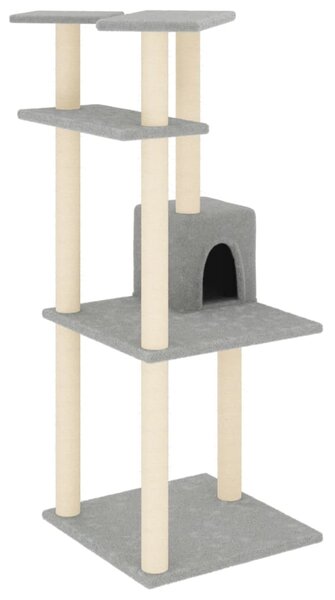 Škrabadlo pro kočky se sisalovými sloupky světle šedé 123 cm 171784