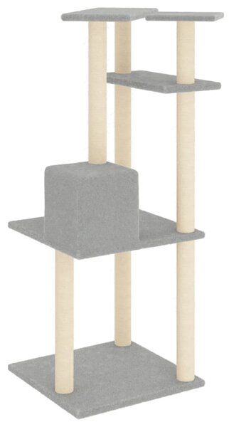 Škrabadlo pro kočky se sisalovými sloupky světle šedé 123 cm 171784