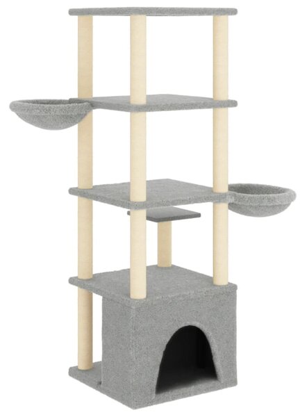 Škrabadlo pro kočky se sisalovými sloupky světle šedé 147 cm 171781