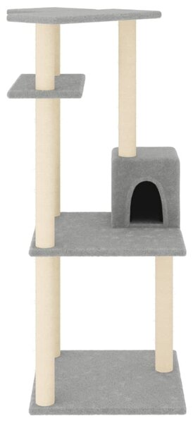 Škrabadlo pro kočky se sisalovými sloupky světle šedé 123 cm 171784