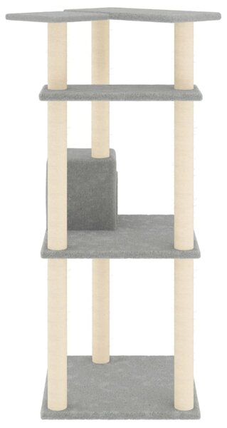Škrabadlo pro kočky se sisalovými sloupky světle šedé 123 cm 171784