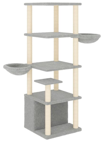 Škrabadlo pro kočky se sisalovými sloupky světle šedé 147 cm 171781