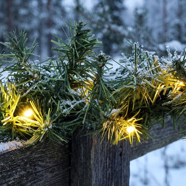 SOLIGHT LED vánoční girlanda s hustým jehličím, 48 LED, 3m, časovač, 3x AA, IP44, teplá bílá