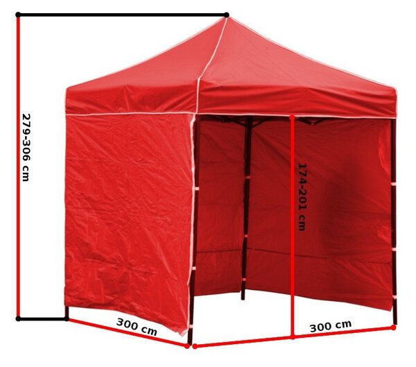 TZB Zahradní párty stan 3x3m 3 stěny - modrý