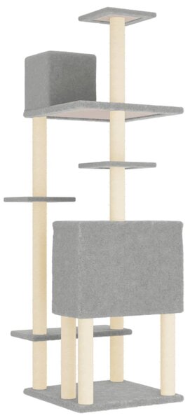 Škrabadlo pro kočky se sisalovými sloupky světle šedé 154 cm 171772