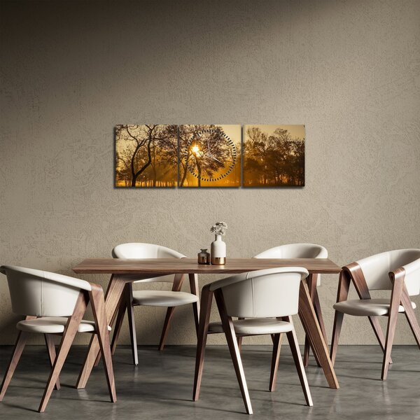 Obraz východu slunce (s hodinami) (90x30 cm)