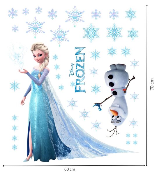 Samolepka na zeď "Elsa a Olaf" 60x70 cm