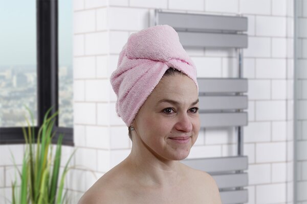 Rychleschnoucí turban na vlasy RENA růžový
