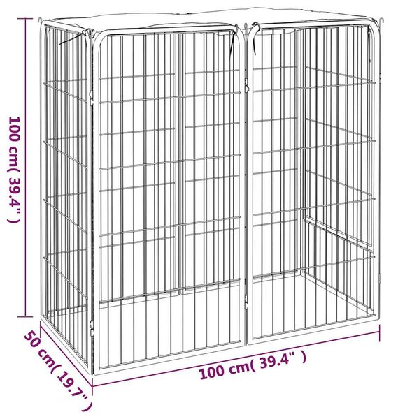 Ohrádka pro psy 6 panely černá 50 x 100 cm práškovaná ocel 171792