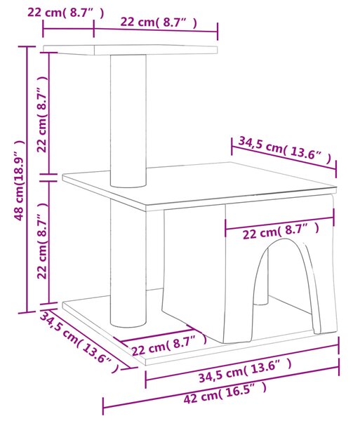 Škrabadlo pro kočky se sisalovými sloupky světle šedé 48 cm 171787