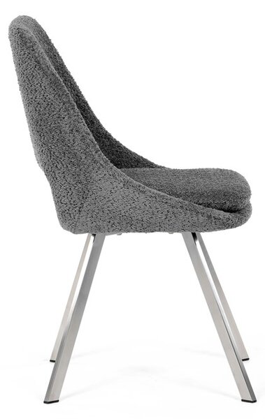 Elegantní šedá jídelní židle RINA s broušenými kovovými nohami (vzorek z prodejny)