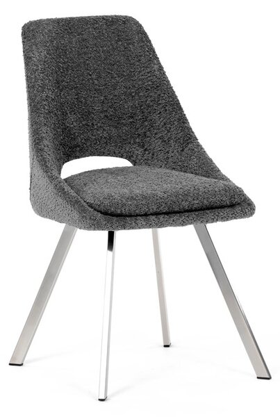 Elegantní šedá jídelní židle RINA s broušenými kovovými nohami (vzorek z prodejny)