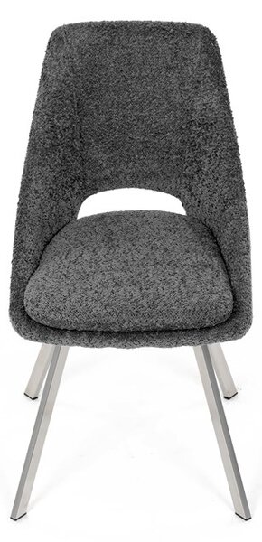 Elegantní šedá jídelní židle RINA s broušenými kovovými nohami (vzorek z prodejny)