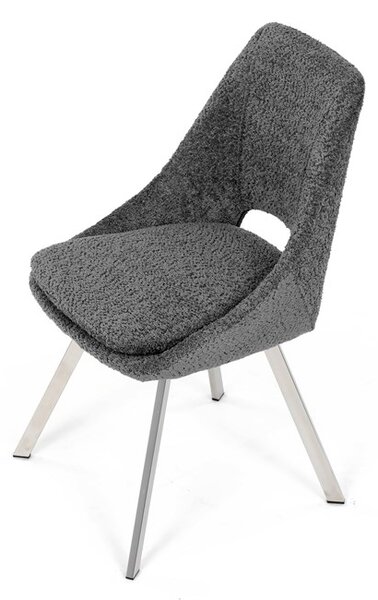 Elegantní šedá jídelní židle RINA s broušenými kovovými nohami (vzorek z prodejny)