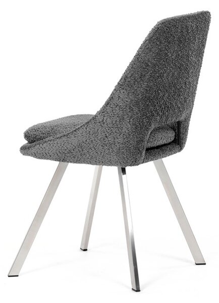 Elegantní šedá jídelní židle RINA s broušenými kovovými nohami (vzorek z prodejny)