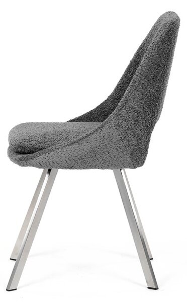 Elegantní šedá jídelní židle RINA s broušenými kovovými nohami (vzorek z prodejny)