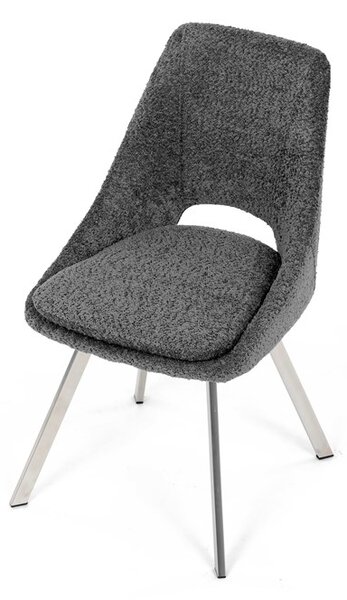 Elegantní šedá jídelní židle RINA s broušenými kovovými nohami (vzorek z prodejny)