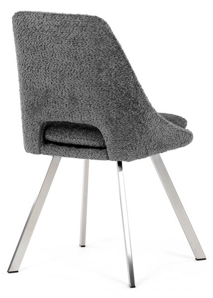 Elegantní šedá jídelní židle RINA s broušenými kovovými nohami (vzorek z prodejny)