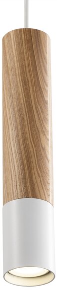 Light for home - Závěsný lustr na lanku 40555 "GLAZE WOOD", 1x35W, GU10, bílá, přírodní popelavá