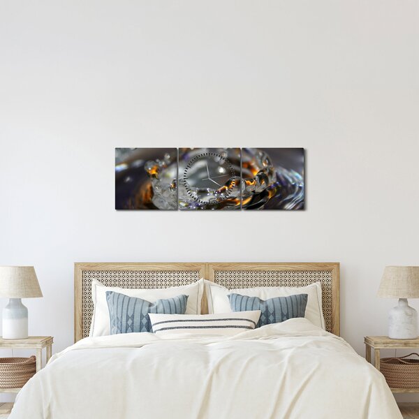 Obraz náramku z kapek vody (s hodinami) (90x30 cm)