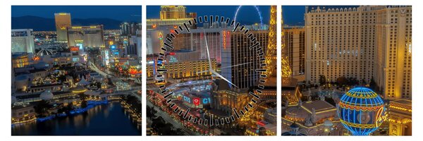 Obraz - Las Vegas (s hodinami) (90x30 cm)