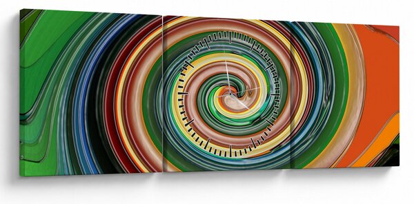 Abstraktní obraz - barevná spirála (s hodinami) (90x30 cm)