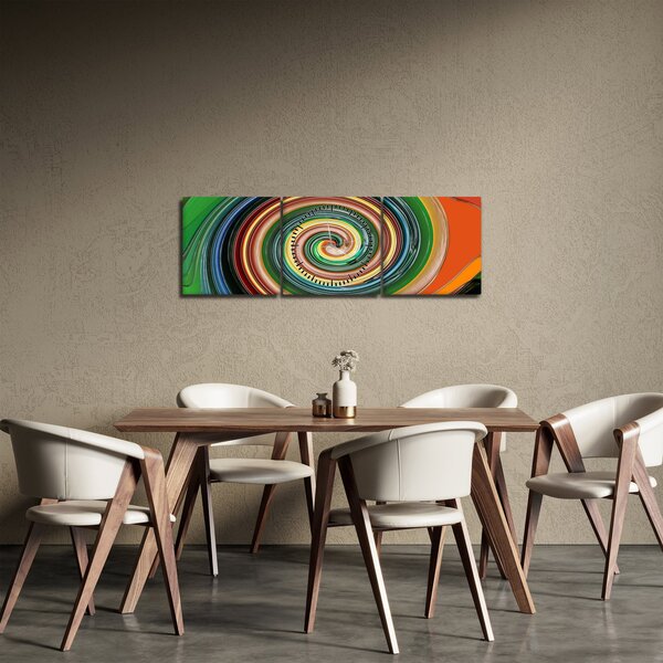 Abstraktní obraz - barevná spirála (s hodinami) (90x30 cm)
