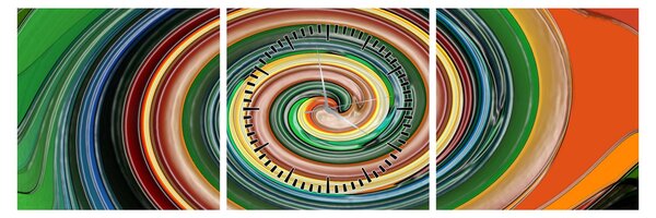 Abstraktní obraz - barevná spirála (s hodinami) (90x30 cm)