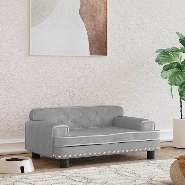 Pelíšek pro psy světle šedý 70 x 45 x 30 cm samet 171883
