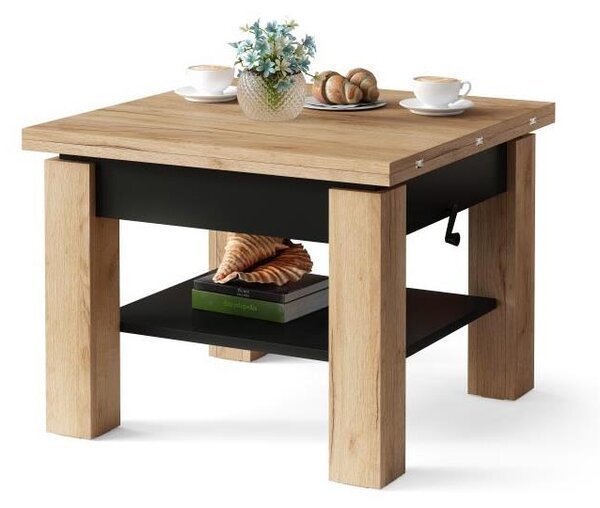 Rozkládací konferenční stůl se zvedací deskou CALEB 75/150x75 cm dub craft/černá