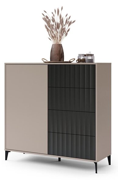 Komoda se zásuvkami RONJA 123x120x43 cm taupe/černá