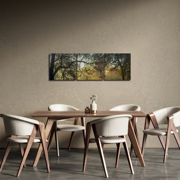Obraz východu slunce (s hodinami) (90x30 cm)