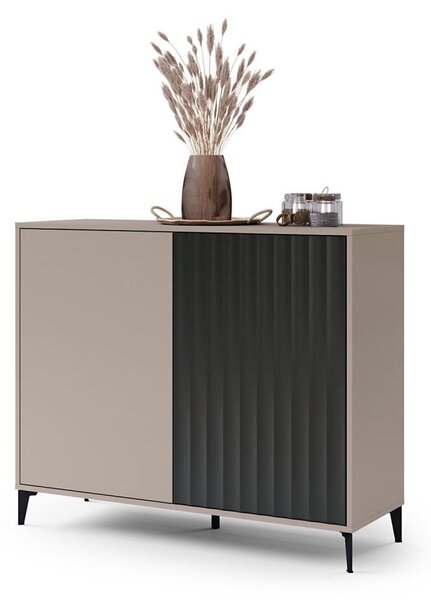 Komoda RONJA 123x102x43 cm taupe/černá