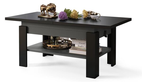 Rozkládací konferenční se zvedací deskou ROY 130/170x65 cm černá/antracit
