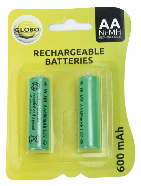 Globo 3300-2E dobíjecí baterie do solárních svítidel Ni-Mh 1,2V, AA 600mAh, 2 ks v blistru