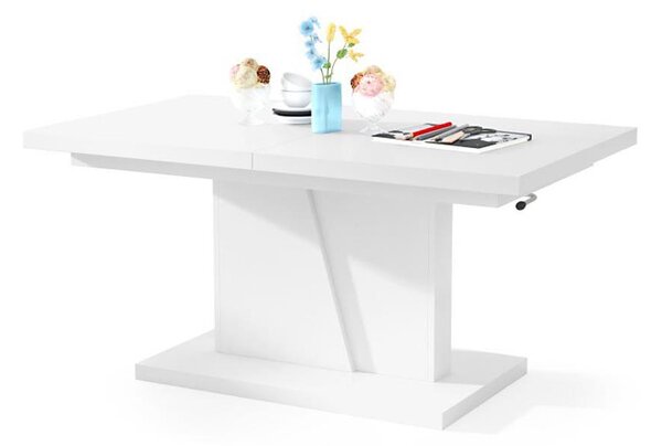 Rozkládací konferenční/jídelní stůl se zveda. deskou NINO 120/150/180x70 cm bílá