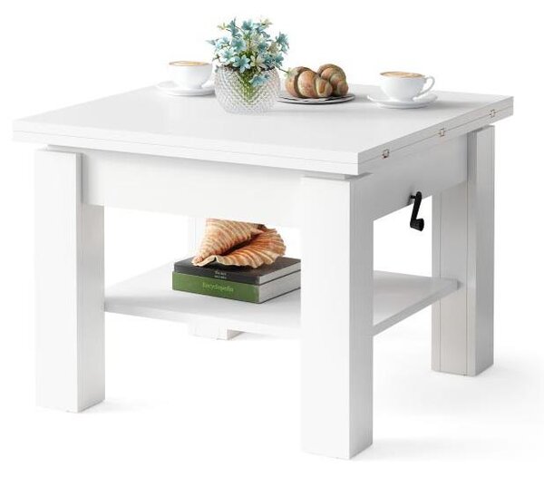 Rozkládací konferenční stůl se zvedací deskou CALEB 75/150x75 cm bílá